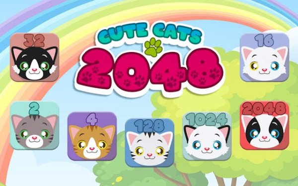 Cute Cats 2048 Merge Puzzle Online Game