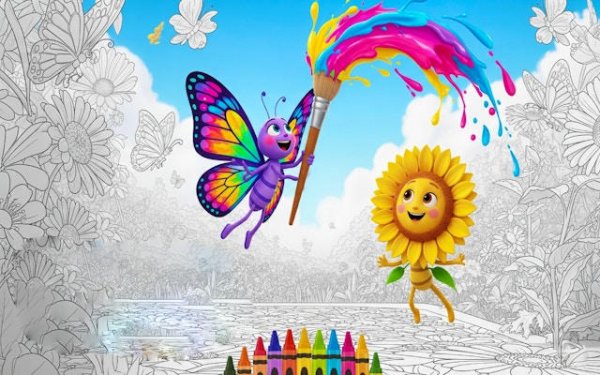 Butterflies and Flowers Coloring Book Online Game for Kids